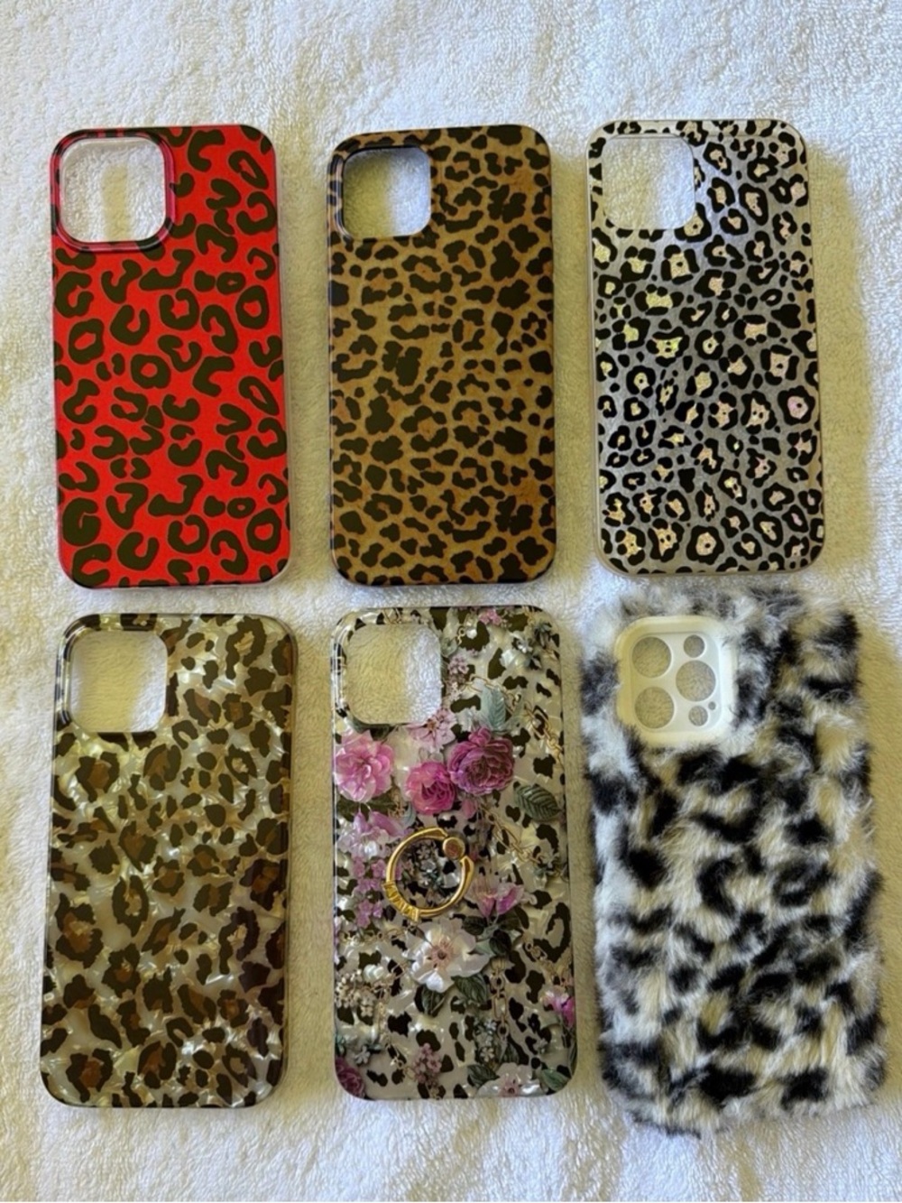 Leopard Print & Floral iPhone Case Set - Red, Brown, Black/White, Floral
